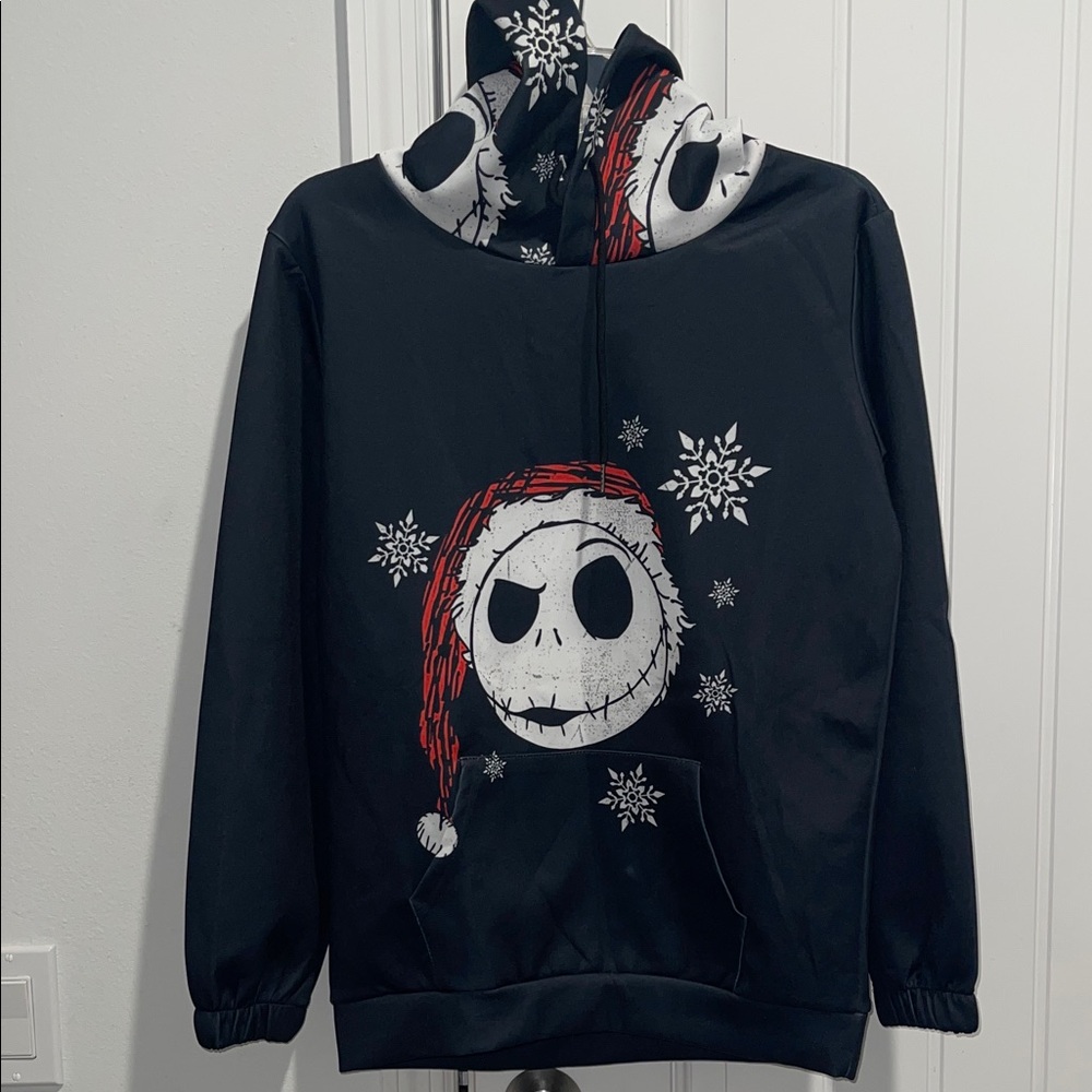 Black Hoodie with Skeleton and Snowflakes